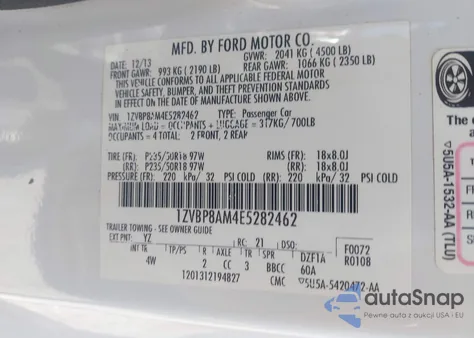 2014 Ford Mustang V6 Premium from USA, damaged, VIN 1ZVBP8AM4E5282462